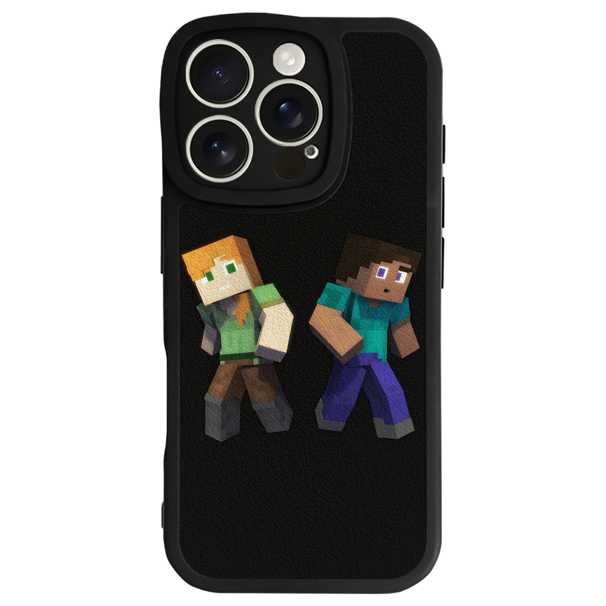 （画像用） マインクラフト ブロックの世界 Minecraft MC Block world 【iPhone 16シリーズ対応】シリコンスマホケース（レザー調） 材質：シリコン